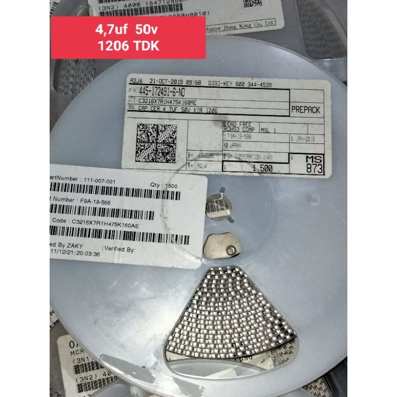 Capasitor 1206 smd 4,7uf 50v smd 1206 TDK (10pcs)