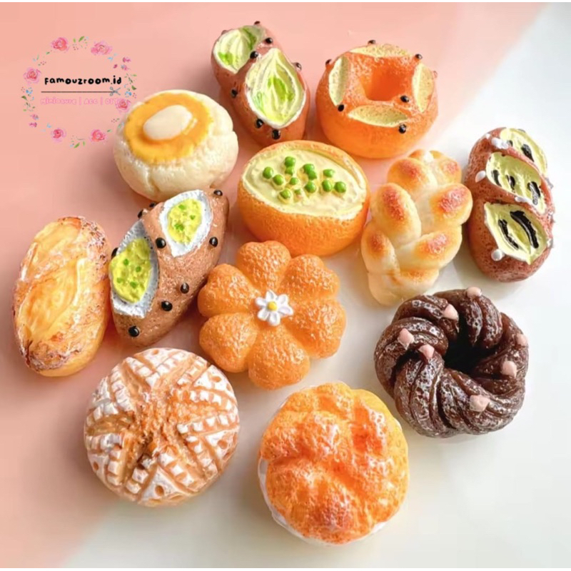 Miniatur Roti Kering - Miniature Toast Bread - Miniature French Bread - Miniatur Roti Selai Matcha -