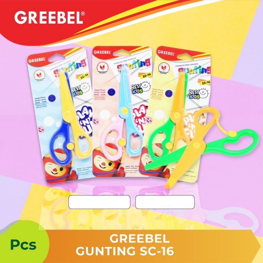 Greebel Kids Scissors Gunting Plastik Aman/Safety untuk Anak Balita / TK