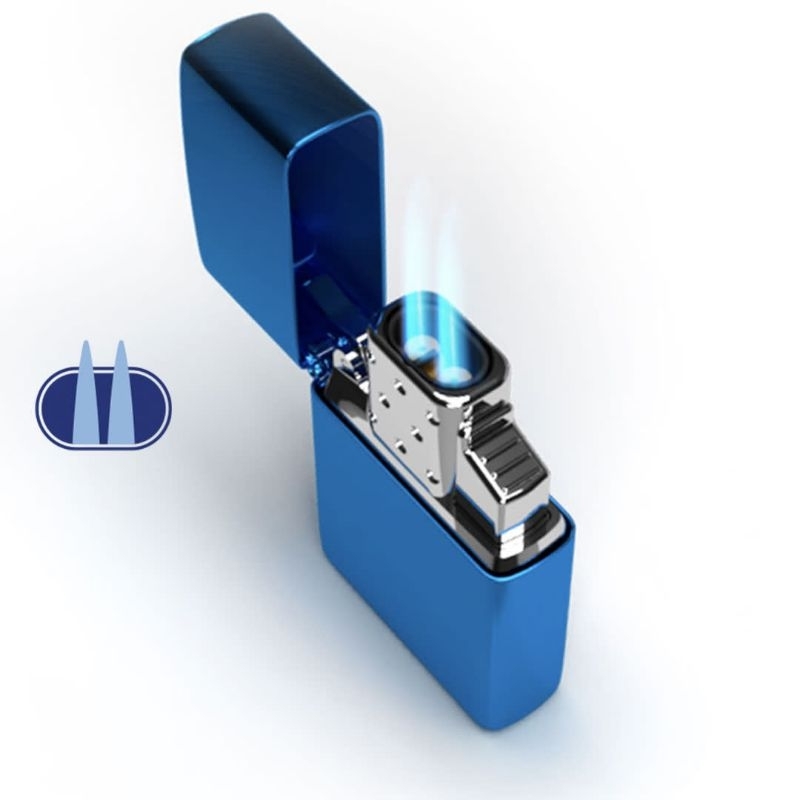 Insert Zippo Butane Double Torch Silver/Gold Api Biru 2