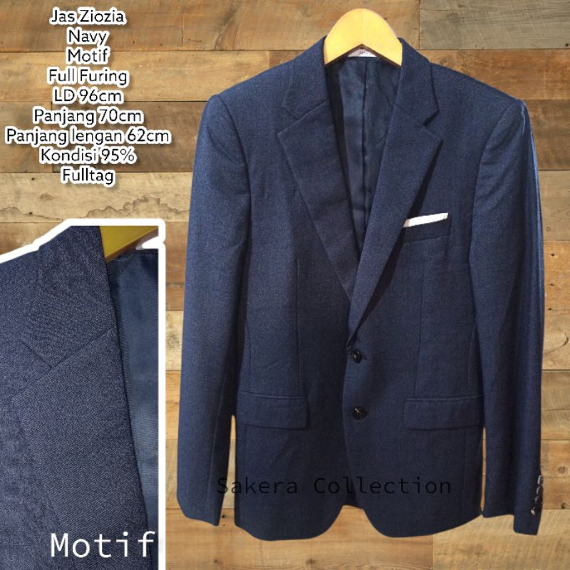 Jas Ziozia  daily stretch Navy tebal Full Furing LD 96cm motif