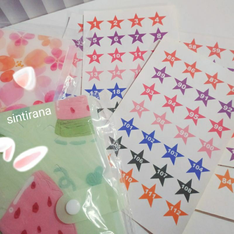 Stiker Angka 1-120 Tempelan Stiker Celengan Target Tabungan Dompet
