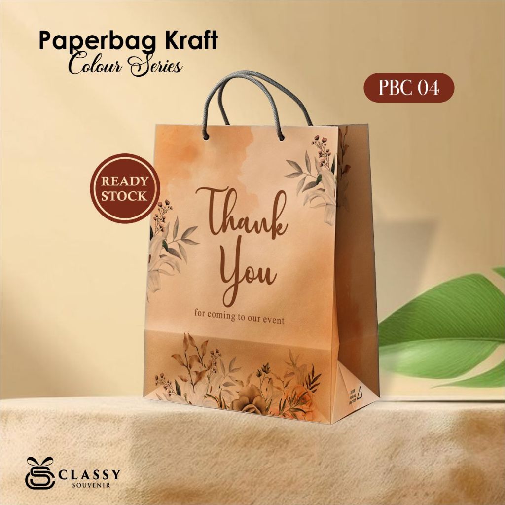 

(12 PCS) PAPERBAG SABLON MOTIF READY STOCK - TAS SOUVENIR PERNIKAHAN BAHAN KRAFT PBC 04