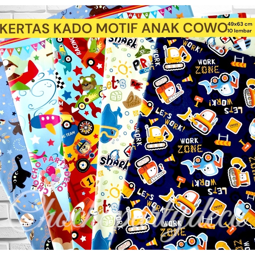 

KERTAS KADO ANAK COWO ISI 10 / Kertas Kado Anak Laki Laki