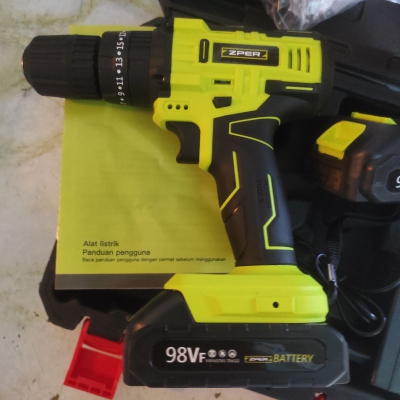 Bor Baterai Impact Drill 3 Fungsi Zper 20V 2 Baterai