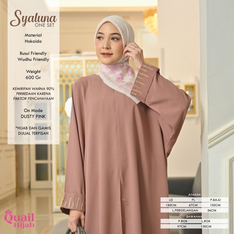 SYALUNA ONE SET POLOS, BUSUI WUDHU FRIENDLY, ATASAN TUNIK DAN BAWAHAN ROK, PAKAIAN SET CASUAL FORMAL