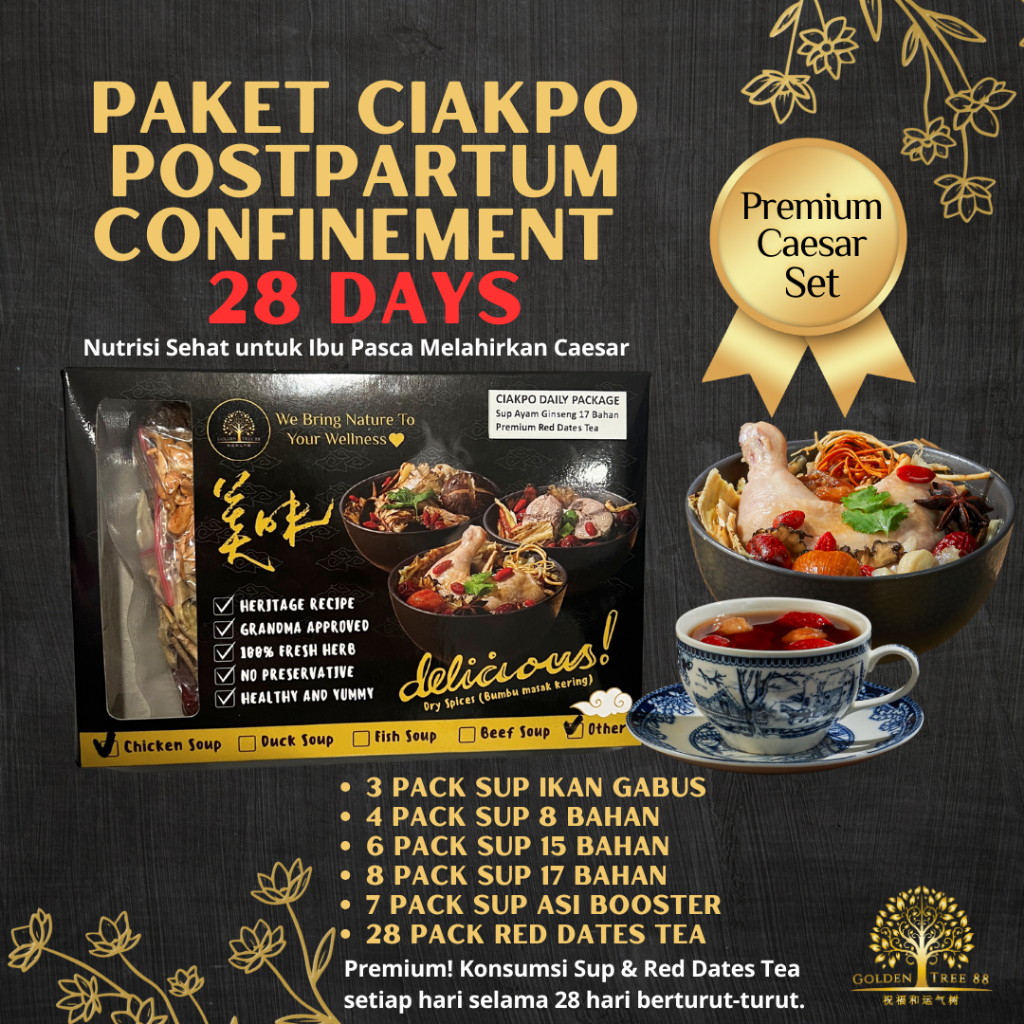 

PAKET SPECIAL Ciakpo Melahirkan Caesar Full 28 Hari Konsumsi Sup & Red Dates Tea