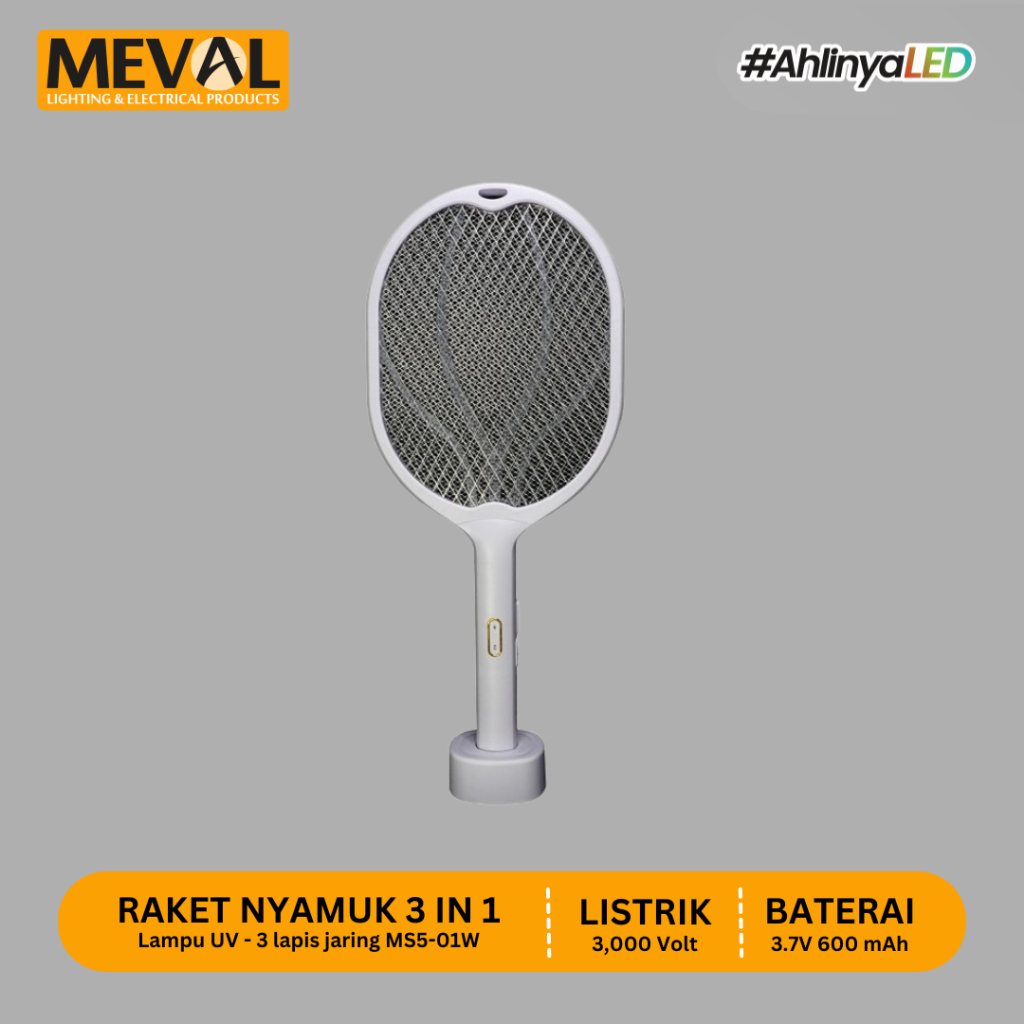 MEVAL Raket Nyamuk 3 in 1 Multifungsi Perangkap Nyamuk UV