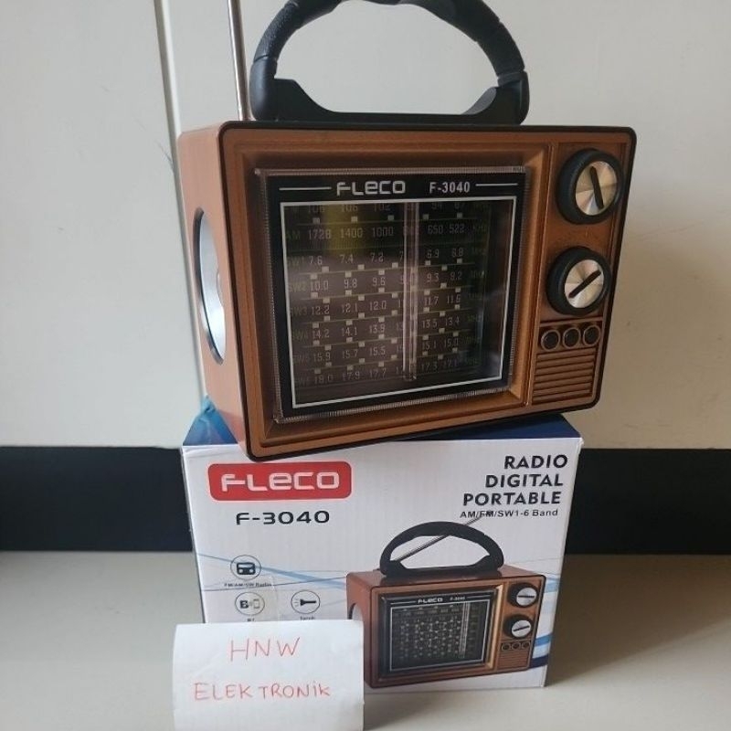 radio klasik retro model kayu wood Fleco 3040 chas portable usb bluetooth FM AM SW