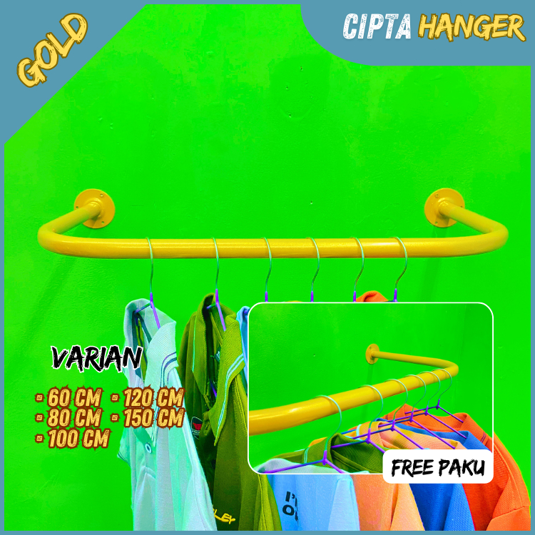 Gantungan Baju Besi Gold Tembok