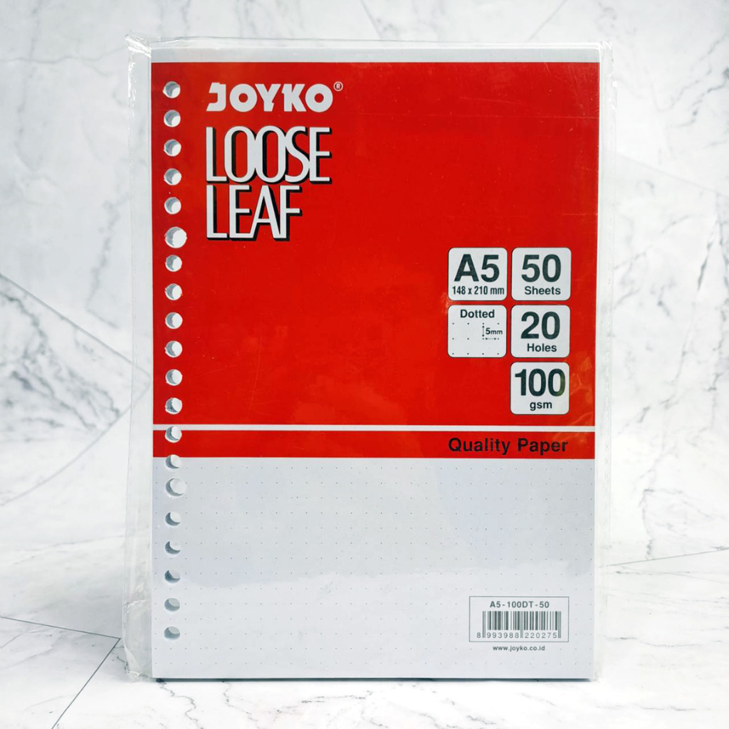 

Kertas Binder Joyko Loose Leaf A5 Dotted 50 Sheets 20 holes 100gsm A5-100DT-50