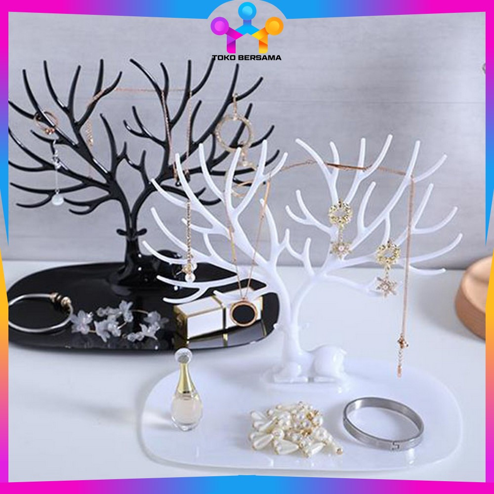 Tempat Penyimpanan Kalung Cincin Aksesoris Wanita Bentuk Tanduk Rusa / Rak Display Perhiasan Wanita 