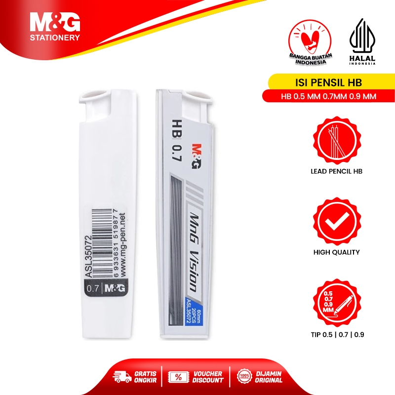 

M&G Isi Pensil Mekanin HB Refill Pencil Mechanical 0.5 mm 0.7mm 0.9 mm untuk Semua Tipe Mekanik Tidak Mudah Patah Cocok Untuk Menulis dan Menggambar