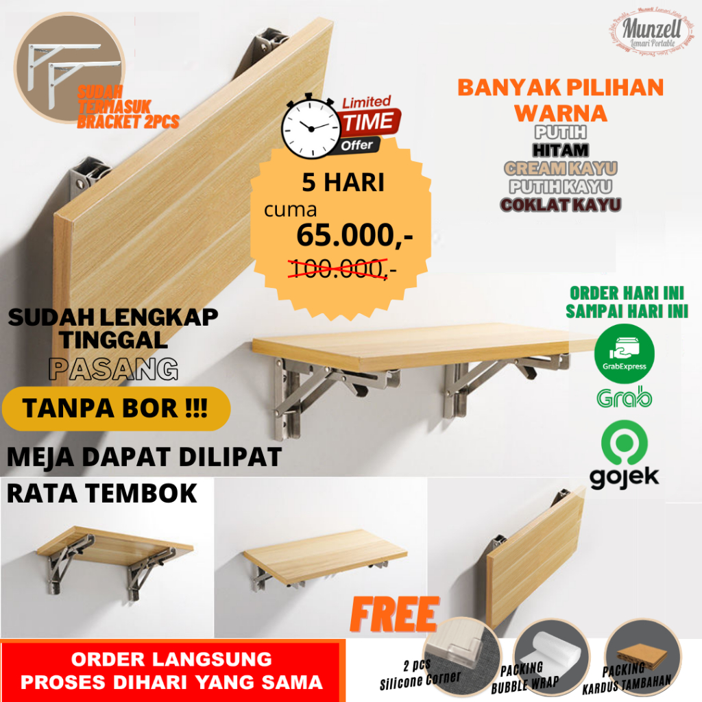 ( TERLARIS ) Meja Lipat Dinding / Meja Gantung / Meja Komputer 60X30,80,40,100X40 meja kerja meja