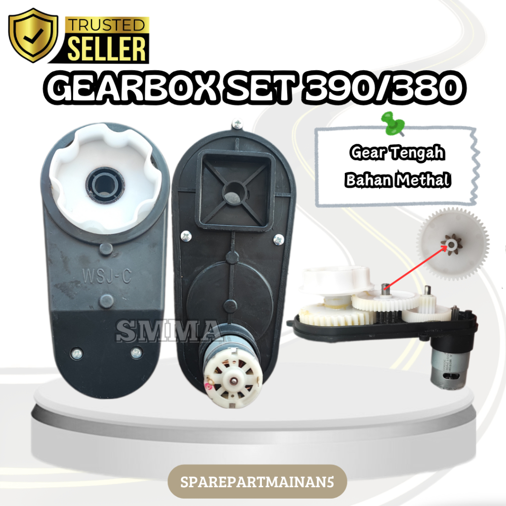 SMA5 || Gearbox mobil aki 390/380  Dinamo 12volt / 6Volt / Mobil aki /Mobil Mainan
