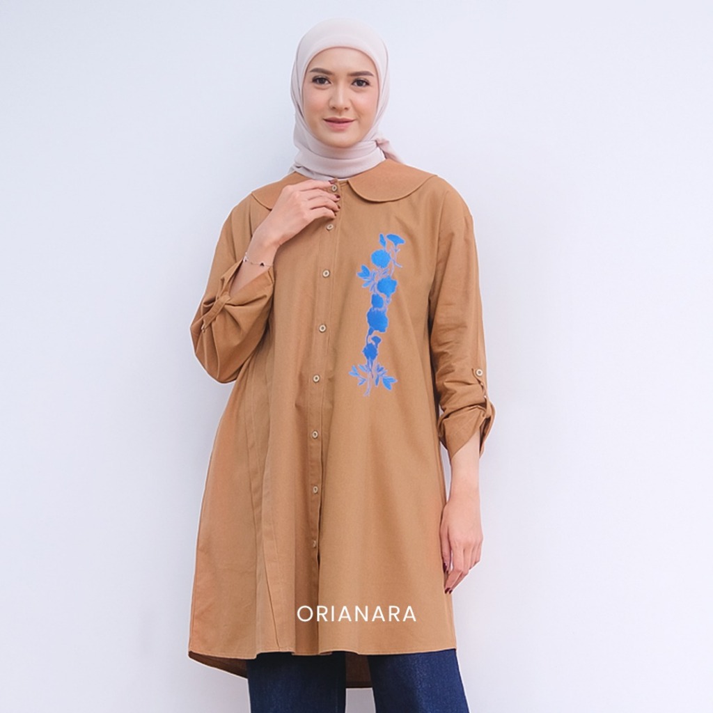 Orianara ARIEL TUNIC Tunik Wanita Long Tunik Katun Bordir Lengan Panjang
