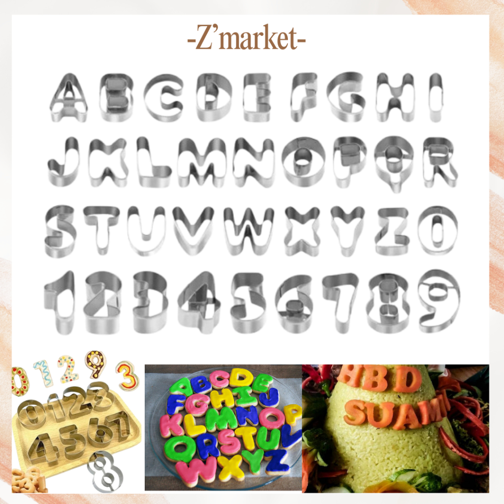 Cetakan Wortel Huruf Dan Angka Stainless Steel Cetakan Hiasan Tumpeng Bento cutter garnish