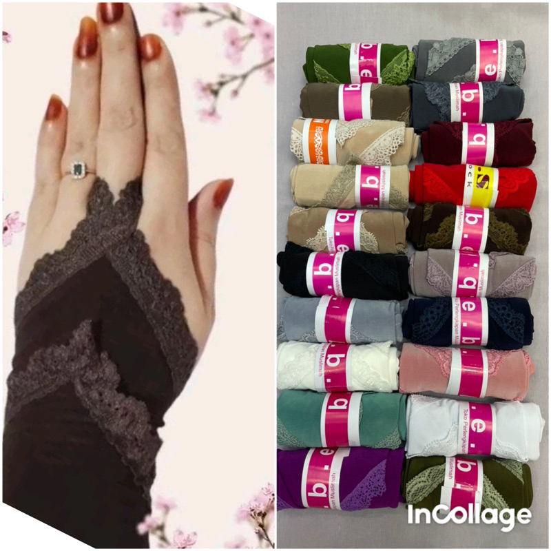 sarung tangan renda cincin muslimah/manset renda muslimah jersy premium/manset tangan umroh