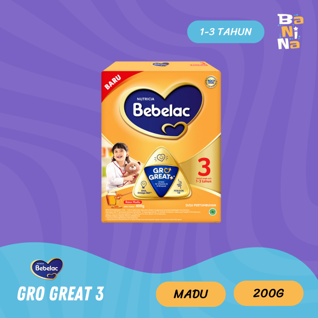 

Bebelac 3 Rasa Madu 200g Susu Formula Bayi 1-3 Tahun