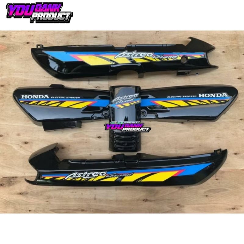 Cover body set astrea grand bulus setriping biru kuning honda astrea grand bulus grand pacul