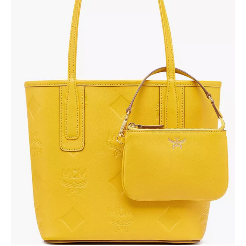 Tas Tote Bag MCM__Liz Shopper in Maxi Monogram Leather in Yellow Mini Size
