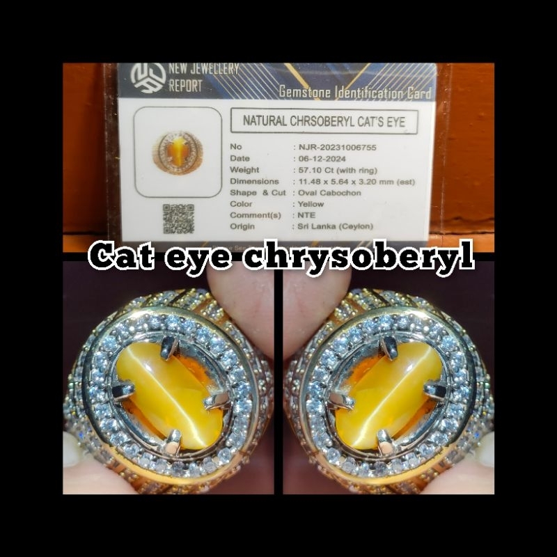 CINCIN PERMATA BATU CAT EYE CHRYSOBERYL