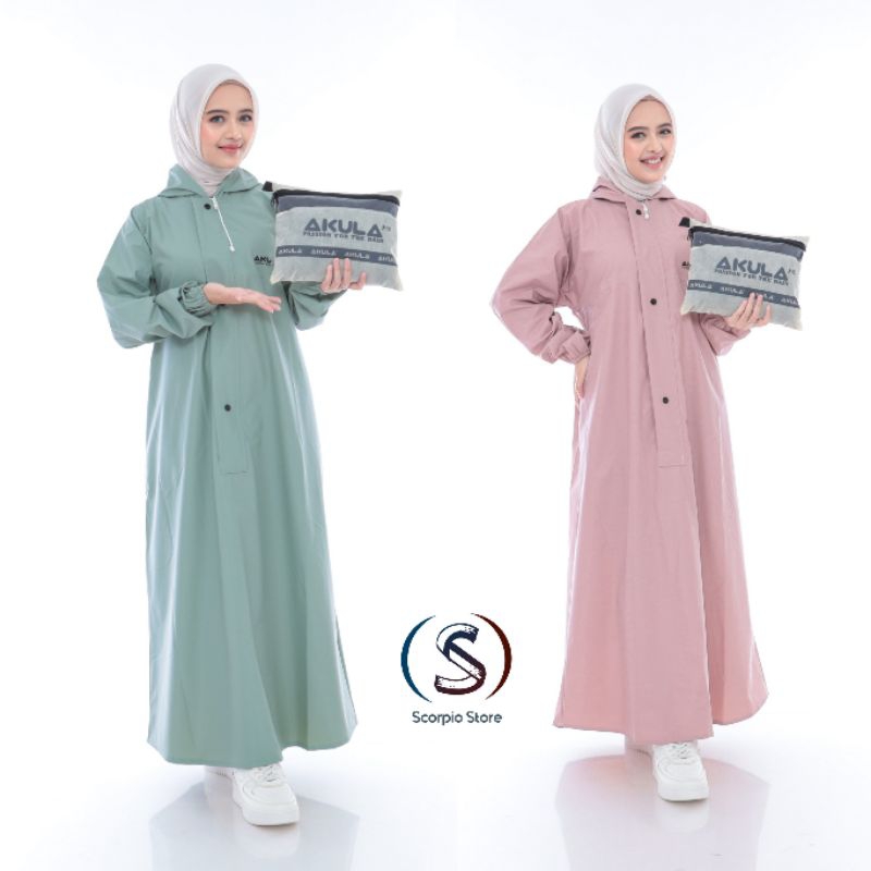 Raincoat Akula , Jas Hujan Gamis Muslimah Wanita By Akula