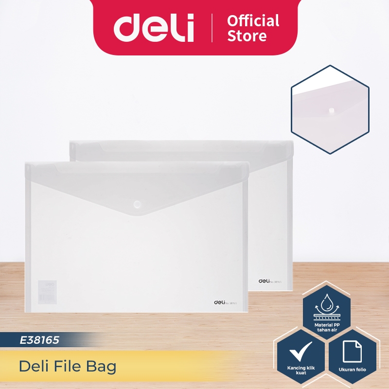 

Deli File Bag / Map Plastik Kancing / Tas Map Plastik F4 Anti Air E38165