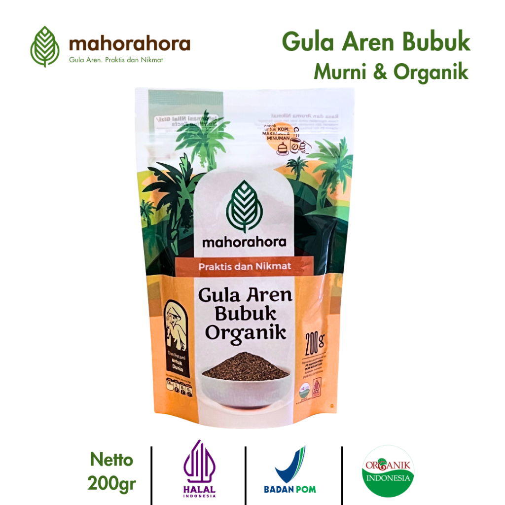 

Mahorahora Gula Aren Bubuk 200 Gram (Palm Sugar/ Gula Semut) Organik, Premium, Low GI, Sertifikasi