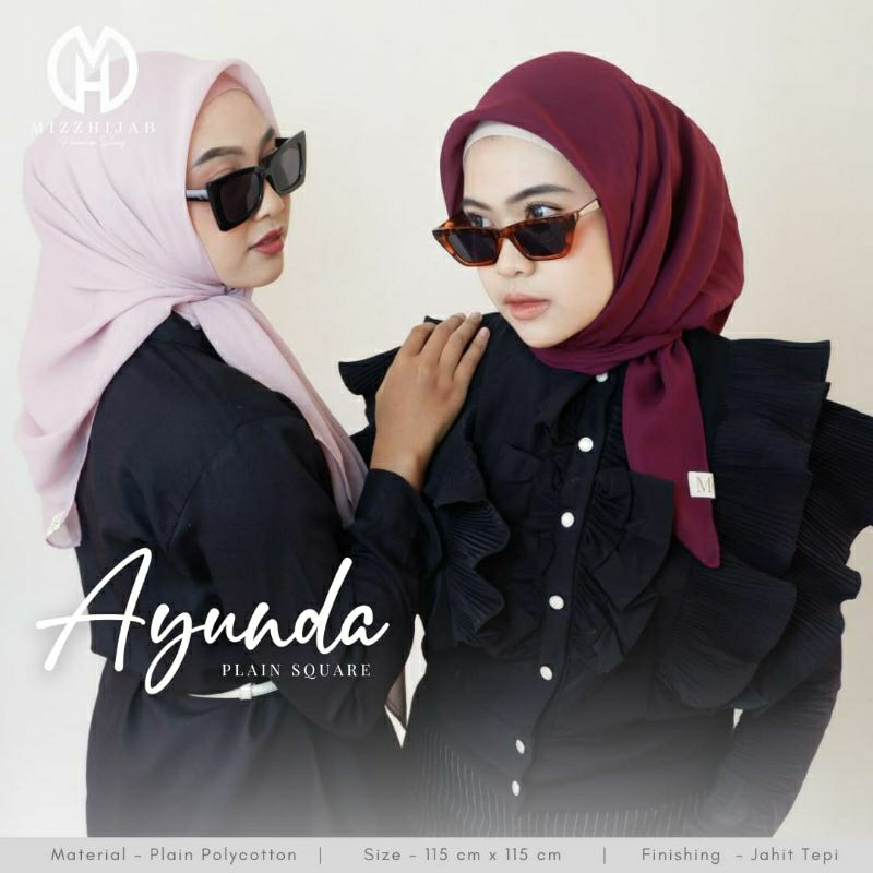 Ayunda SEGIEMPAT PLAIN SQUARE POLYCOTTON FINISHING JAHIT TEPI BY MIZZHIJAB