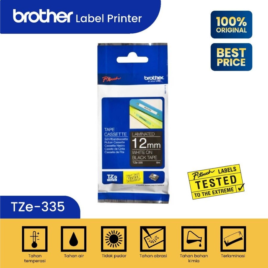 

Brother Label Tape TZE-335 12mm White On Black TZE335