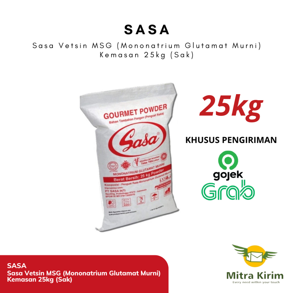

Sasa Vetsin MSG (Monoatrium Glutamat Murni) Kemasan 25kg - KHUSUS INSTANT