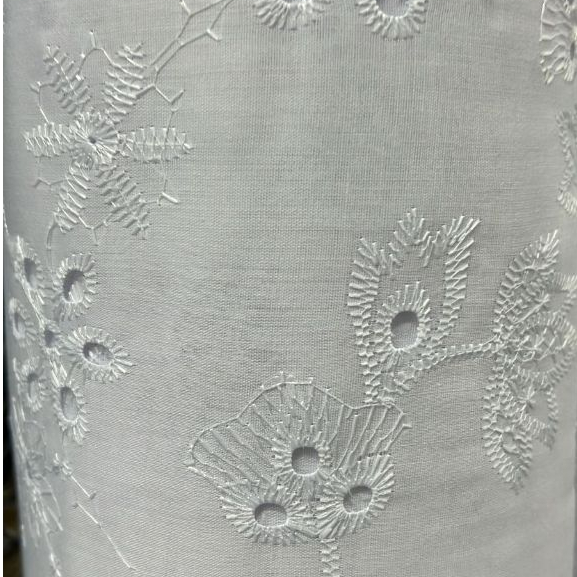 Kain Bordir Emboss Bunga Katun Bahan Mukena Meteran