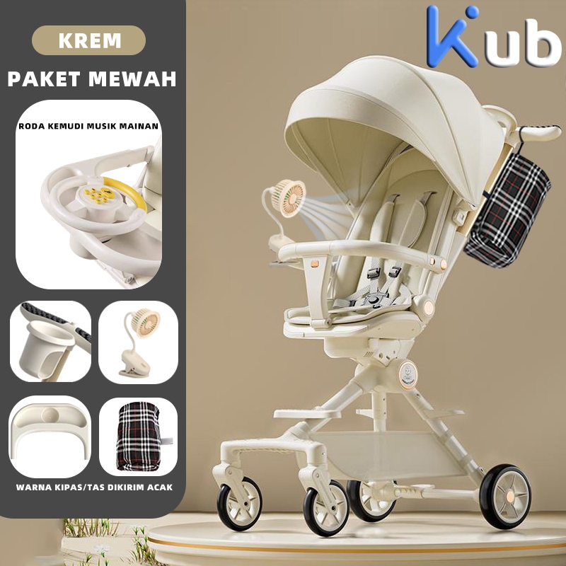 Kubaby Stroller Bayi Kereta Dorong Bayi 2 Arah Stroller Duduk Travelling Dilipat