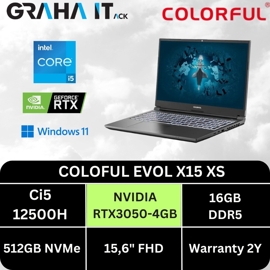 Laptop Gaming COLORFUL EVOL X15 XS GeForce RTX 3050 i5-12500H