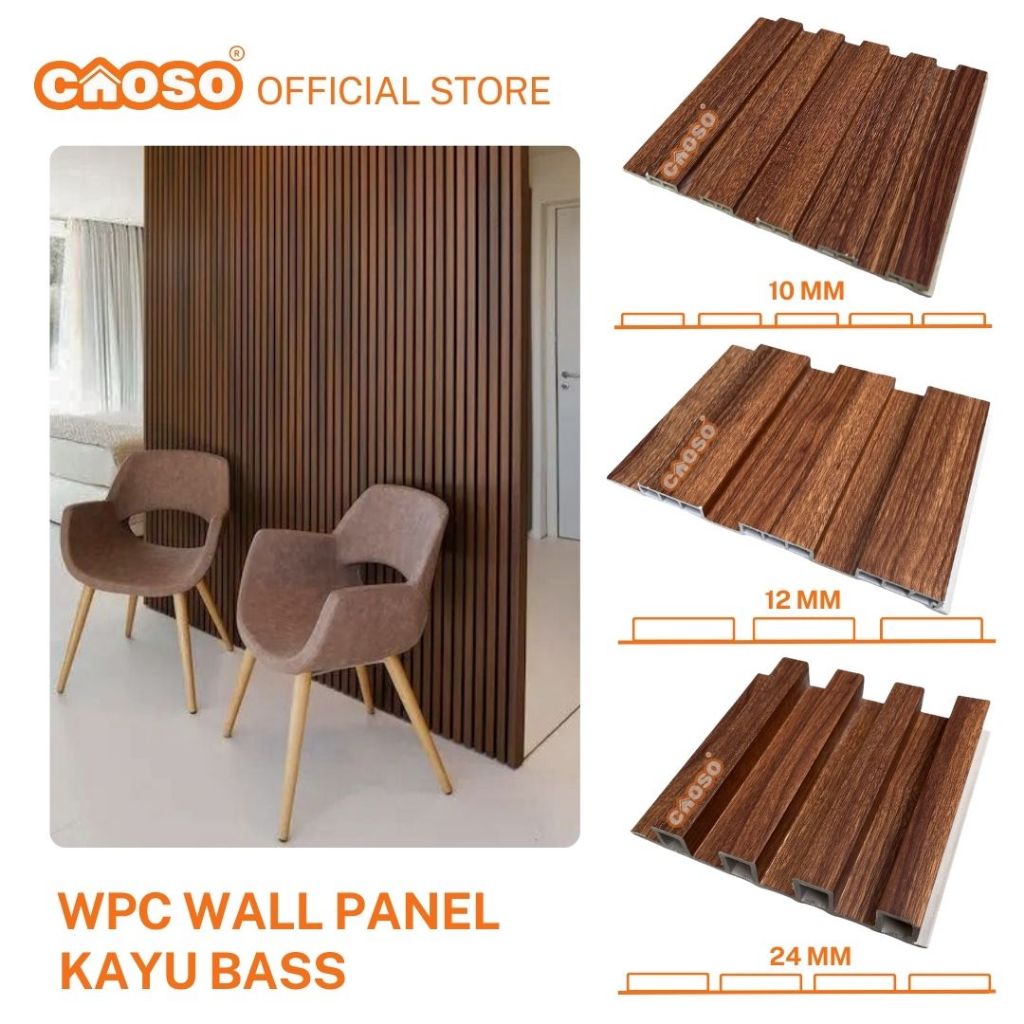 WPC Wall Panel 3 Meter Warna Kayu Bass | Wall Panel Wood panel 3M 3D 300 cm | CAOSO