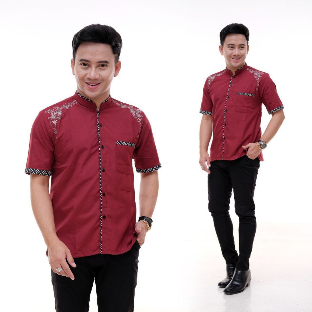 baju koko bordir dewasa lengan pendek premium terbaru 2025 kombinasi batik pekalongan koko muslim ko