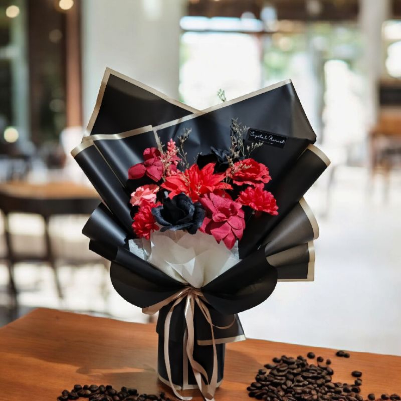 (READY) BIG Bouquet wrap Hitam buket bunga besar artificial wisuda sempro lamaran anniversary dll