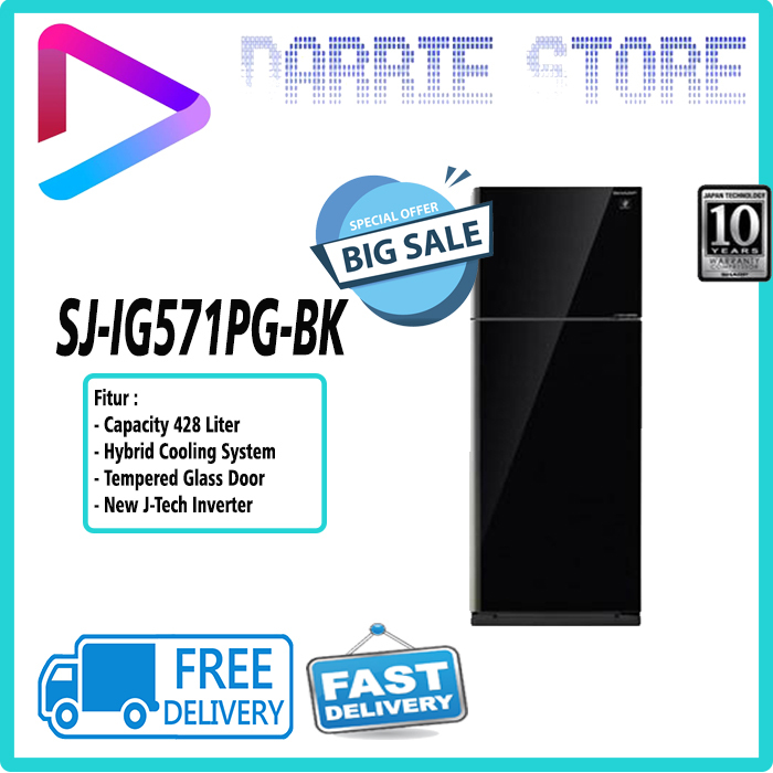 SHARP SJ-IG571PG-BK KULKAS SHARP 2 PINTU SJ-IG571PG SJ-IG571 SJIG571PG SJIG571 SJIG571PGBK