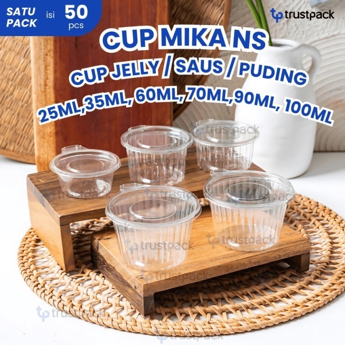 Mika NS Cup Saos / NS Cup Puding / NS Cup Sambal Tutup Sambung 25ml 35ml 60ml 70ml 90ml 100ml (isi 5