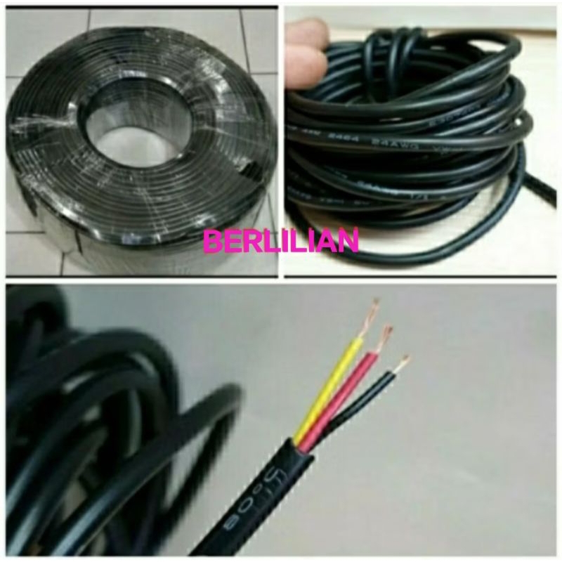 Kabel 3 jalur Awg24 kabel isi 3 Jual Per/ 300meter kabel awg 24