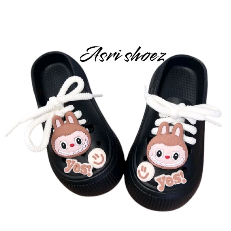 sandal cewe terbaru sepatu cewe labubu sandal anak perempuan sandal karet Eva model gaya Korea
