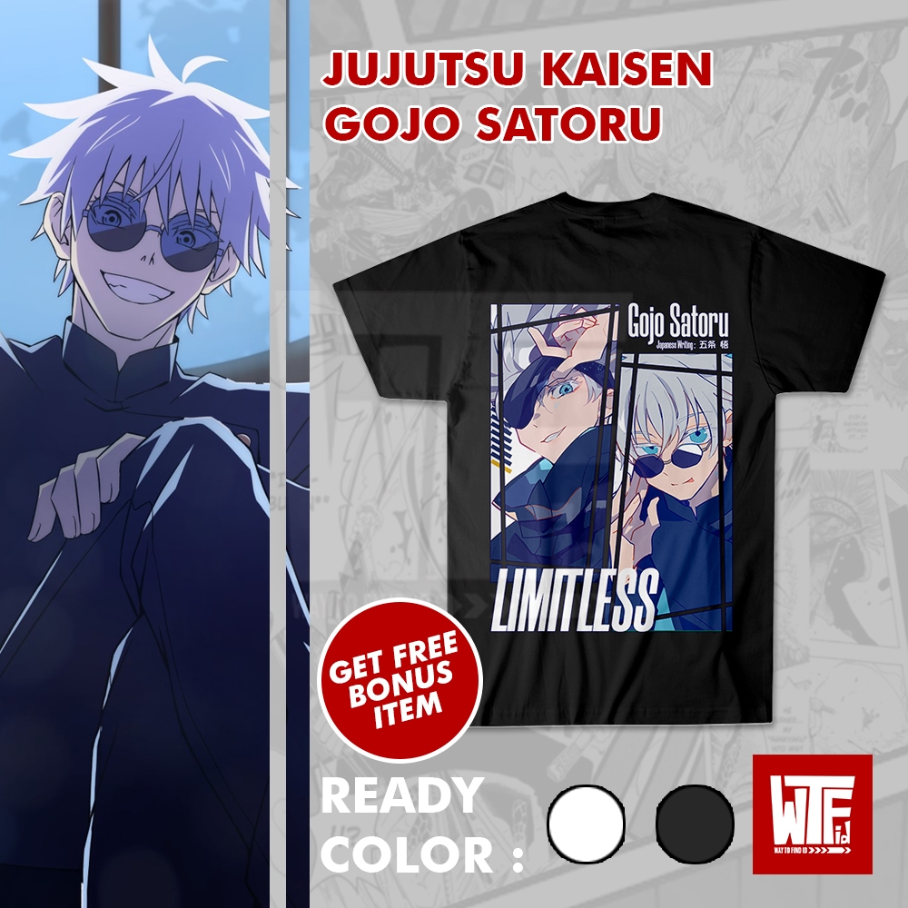WTF.ID - Gojo Satoru - Jujutsu Kaisen - Kaos Anime - T-Shirt Jepang - Streetwear Wibu