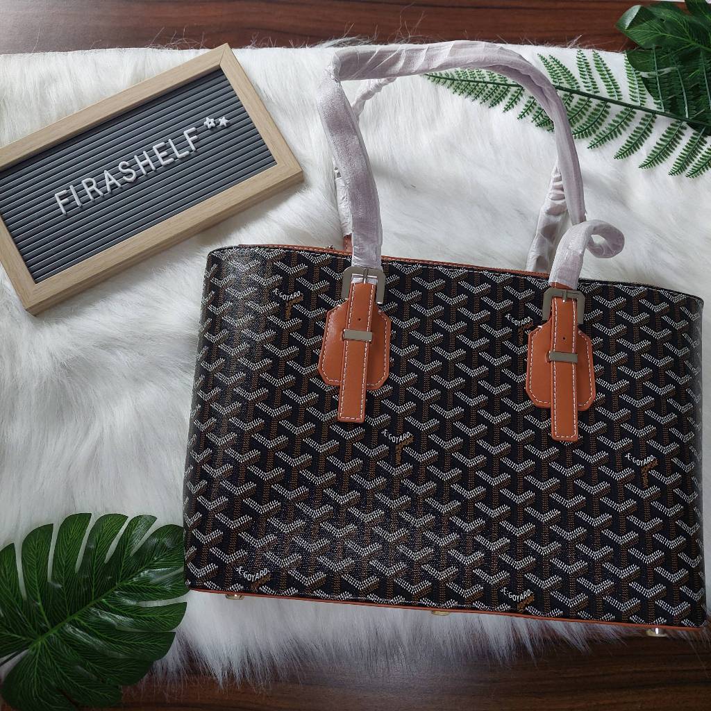 goyard okinawa pm tote bag brown