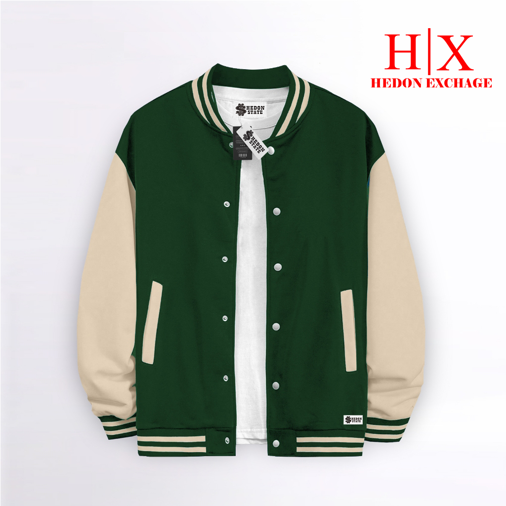 BIG SALE HEDON STATE JACKET VARSITY BASEBALL KANCING POLOS HITAM PUTIH PRIA WANITA UNISEX KEKINIAN