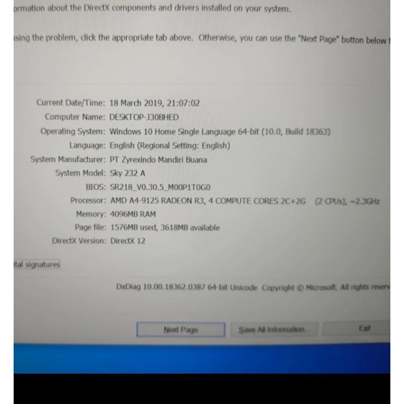 motherboard zyrex sky 232a 232 a amd a4 gen9 ram 4gb