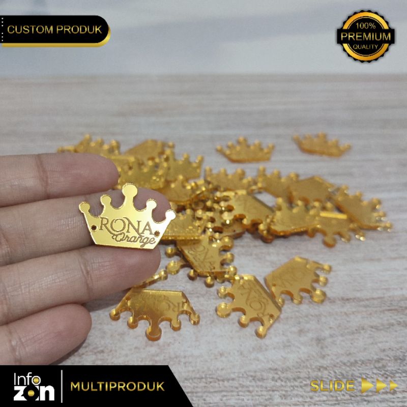 

[ TERLARIS ] LABEL AKRILIK MAHKOTA | LABEL BRANDING CUSTOM | BRANDING NAME CUSTOM - INFOZOIN