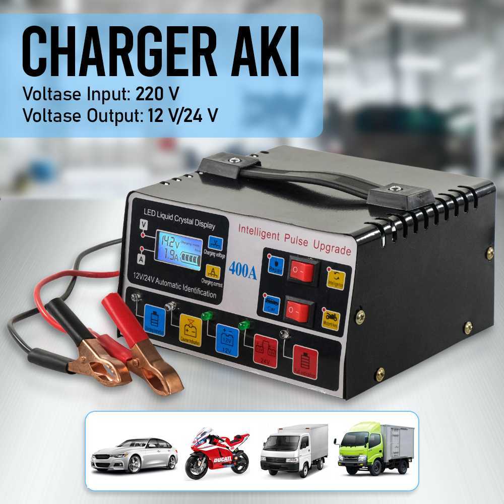 PUSAT YQ Cas Charger Aki motor dan Mobil 12 24 volt otomatis kering basah TR 20