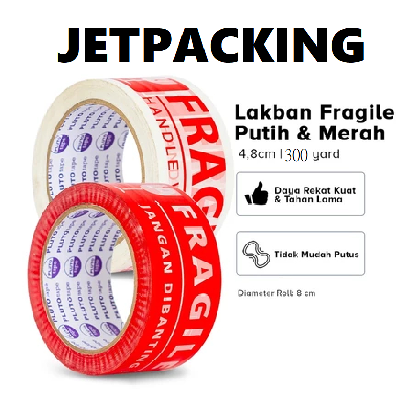 

Lakban Fragile Warna Merah Putih Bening / Isolasi Jangan di Banting Handle With Care