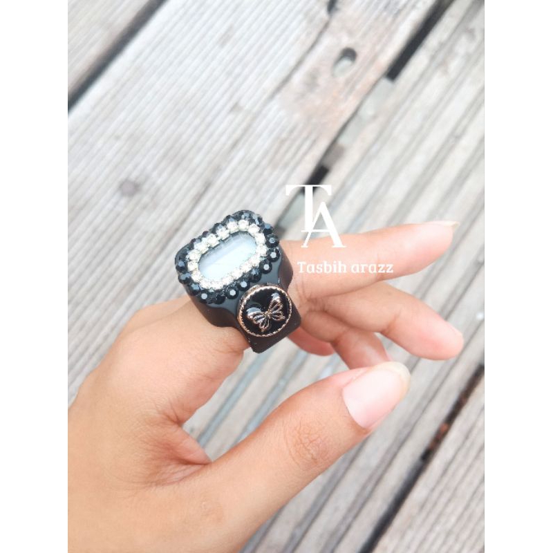 Tasbih Arazz tasbih digital cincin led Hitam blink- blink manik 2 baris